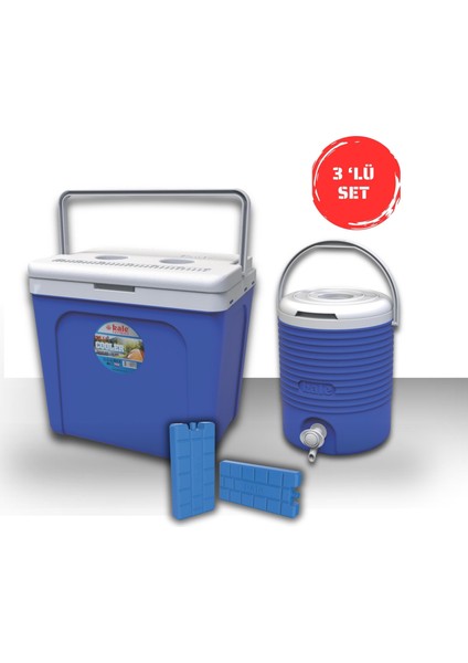 Buzluk Termos Set-25 Lt Buzluk Termos Eps (1066 Coolerbox) +6.5 Lt Erciyes Piknik Termos (1403 Cooler Jug)+2 Adet K-250 Buz Aküsü