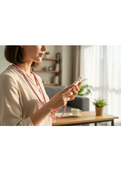 PEMBE PARACORD TELEFON BOYUN ASKISI TÜM KILIFLARA UYUMLU modelleri