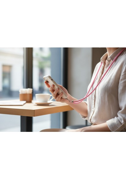 PEMBE PARACORD TELEFON BOYUN ASKISI TÜM KILIFLARA UYUMLU