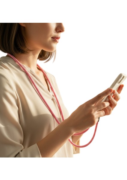 PEMBE PARACORD TELEFON BOYUN ASKISI TÜM KILIFLARA UYUMLU