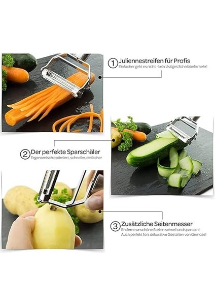 Soyucu, Szyıkuer Paslanmaz Çelik 2'si 1 Arada Jülyen Sebze Soyucu Havuç Patates Kavun Aleti Sebze Meyvesi Için Mükemmel indirimleri