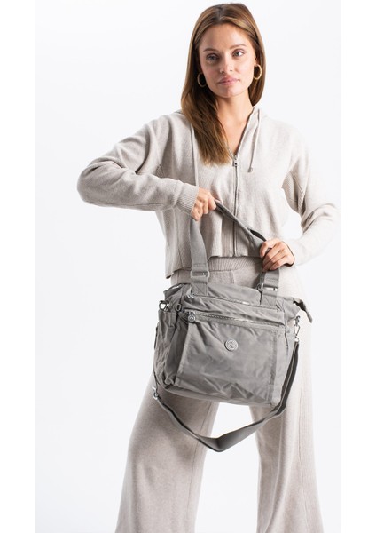 Sanmorris Kadın 4 Bölmeli Suya Dayanıklı Saten Kumaş Çapraz ve Omuz Askılı Çanta