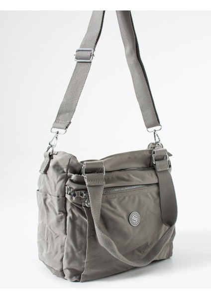 Sanmorris Kadın 4 Bölmeli Suya Dayanıklı Saten Kumaş Çapraz ve Omuz Askılı Çanta