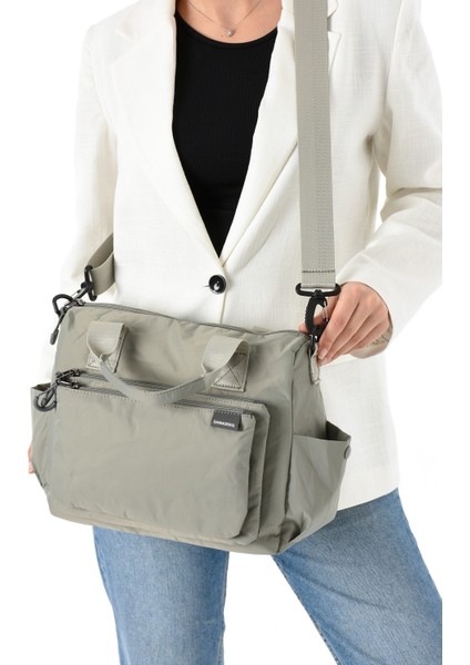 Sanmorris Kadın 4 Bölmeli Paraşüt Kumaş Ayarlanabilir Çapraz Askılı El ve Omuz Çantası