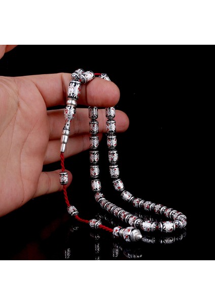 925 Ayar Gümüş Kapsül Kesim Kırmızı Siyah Beyaz Mineli Tesbih modelleri
