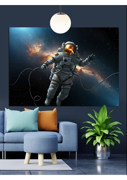 Uzayda Astronot Dekoratif Kanvas - Mdf Ahşap Tablo fırsatları