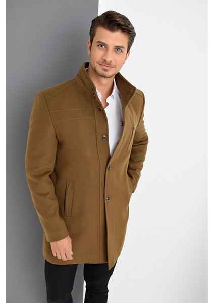 PLT9386 Dewberry Erkek Palto-Camel indirimleri
