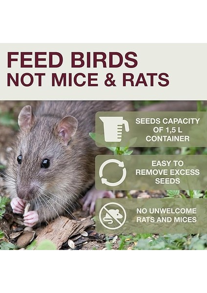 Kuş Yemi Silosu Davos Smart Birds. Kuşları Besleyin - Kemirgenler Değil! Asmak Için Sağlam ve Güvenilir. 2 Yem Odası. Ab'de Üretilmiştir. Açık Gri, 1 820 001KA fiyatları