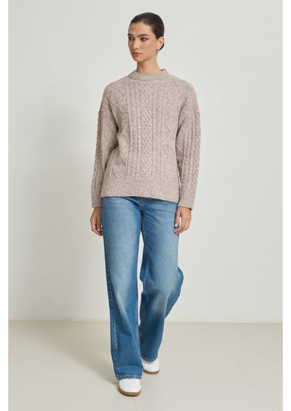 Vizon Desenli Uzun Kollu Triko