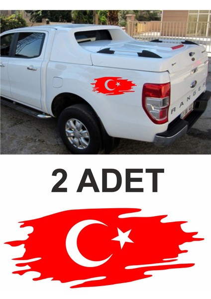 Yırtıklı Tırtıklı Türk Bayrağı, Ayyıldız, Araba Oto Motosiklet Karavan Sticker 02516