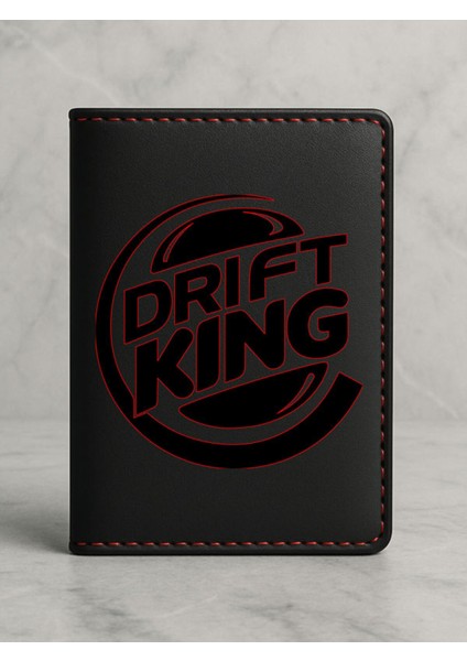 Ruhsat Koruyucu Baskılı Kart Bölmeli Siyah Vinlex Deri Ruhsat Kabı Kılıfı Driftking