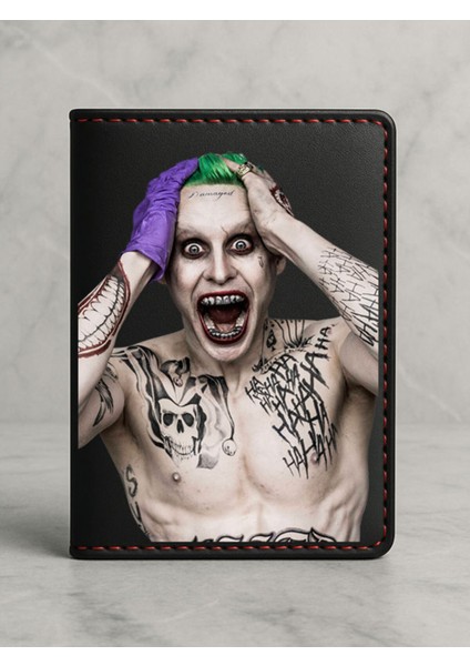 Ruhsat Koruyucu Baskılı Kart Bölmeli Siyah Vinlex Deri Ruhsat Kabı Kılıfı Jokerdesen