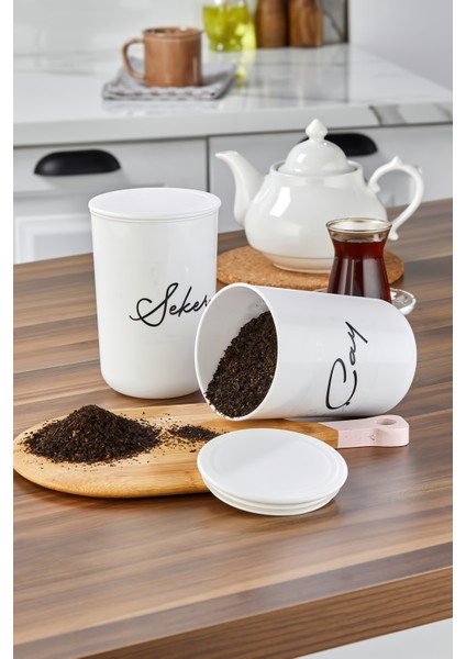 2'lü Akrilik Vakum Kapaklı Transfer Etiketli Çay/şeker Akrilik (Plastik) Kavanoz 900ML fiyatları