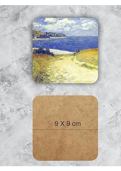 Claude Monet Temalı Ahşap Bardak Altlığı Ahşap Baskılı Altlık 6'lı Set (9 X9CM) KARBONNM20 indirimleri