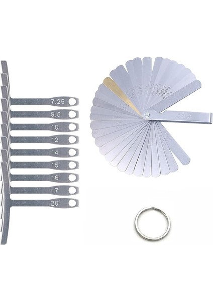 9 Adet Balenli Radyal Ölçer Luthier Aletleri 32 Bıçaklı Hissi Ölçer Çift Işaretli Metrik ve Imparatorluk Boşluk Ölçme Cetveli Gitar Bas Için Alet