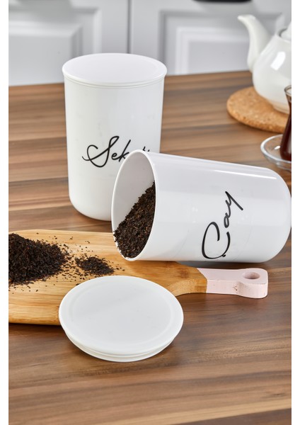 2'lü Akrilik Vakum Kapaklı Transfer Etiketli Çay/şeker Akrilik (Plastik) Kavanoz 900ML fırsatları