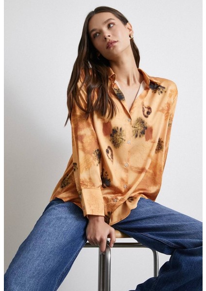 Kadın Uzun Kol Desenli Renkli Pamuk Saten Premium Kalite Spor Şık Gömlek modelleri