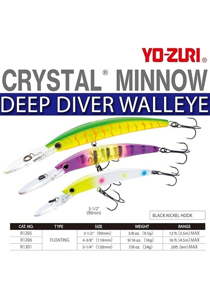 Crystal Minnow Floating Deep Diver Walleye Extra Deep Diving Crankbait fiyatları