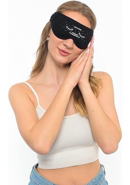 Siyah Pamuklu Uyku Maskesi Göz Bandı