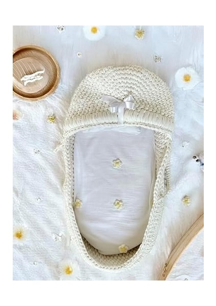 And Işlemeli Dokusu Pamuk Müslin Bebek Battaniyesi 75X75 cm (Beyaz) modelleri