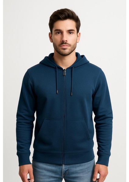 Erkek Fermuarlı Kapüşonlu SWEATSHIRT-W1084