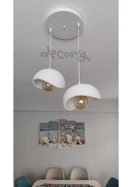 Beton Görünümlü 2'lisarkıt Avize, Iskandinav Tarzı Bohem Sarkıt Avize (Bioplastik) E27 fiyatları