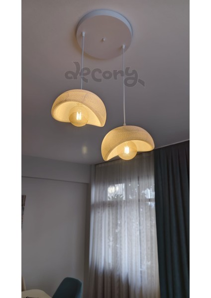 Beton Görünümlü 2'lisarkıt Avize, Iskandinav Tarzı Bohem Sarkıt Avize (Bioplastik) E27 modelleri