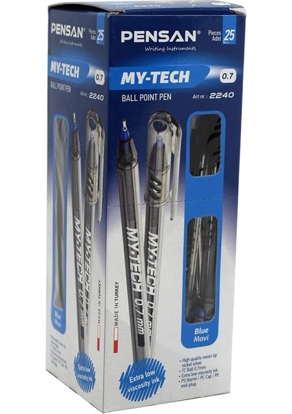 PE02240TKMA25 0.7 mm My Tech Tükenmez Kalem 25'li Mavi