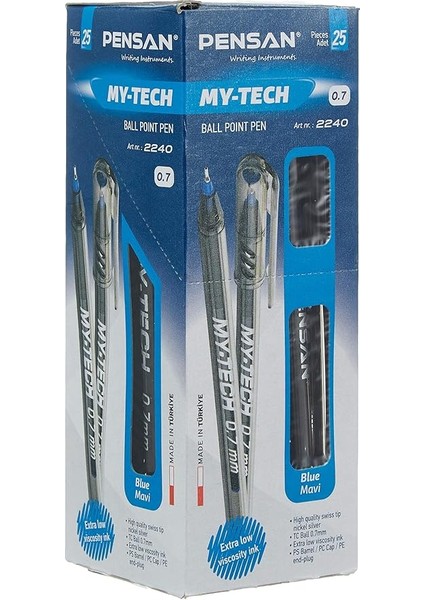 PE02240TKMA25 0.7 mm My Tech Tükenmez Kalem 25'li Mavi fiyatları