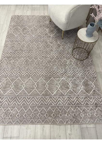 Bej Renk Iskandinav Tarzı Kilim Desenli Yolluk Lateks Halı fırsatları