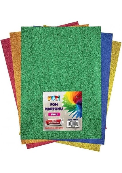 Simli Fon Kartonu 25X35 cm 10 Lu Karışık