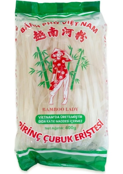 Bamboo Lady Pirinç Çubuk Eriştesi 5mm, Vietnam Menşeli, 400G (Vietnamese Rice Stick Noodle) modelleri