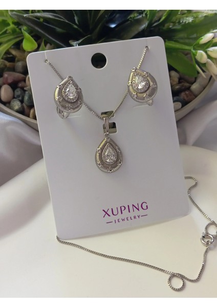 Silver Damla Kolye Küpe Seti