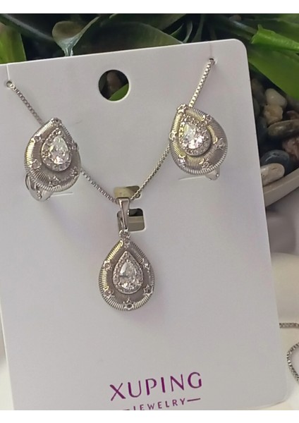 Silver Damla Kolye Küpe Seti fırsatları