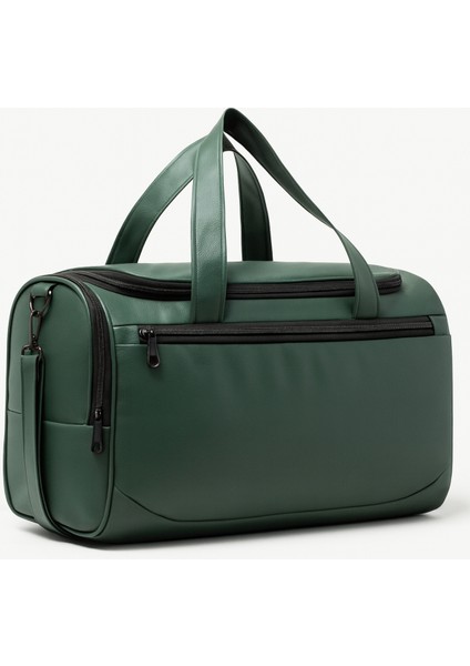 Haki Suni Deri Yan Ayakkabı Bölmeli Unisex Geniş Hacimli Seyahat Spor Fitness Spor Çantası - 00124 fiyatları