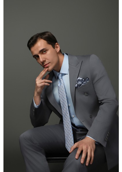 Slim Fit Dar Kesim Pamuklu Lyocell Kruvaze Takım Elbise fırsatları