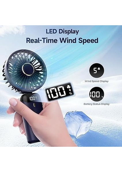 Taşınabilir USB Vantilatör, 4200MAH Şarjlı El Tipi Fan, LED Ekranlı, 3'ü 1 Arada El/boyun/masa Fanı, Yaz, Ofis, Seyahat Için, Kadınlar, Kızlar ve Çocuklara Hediye (Lacivert) fırsatları