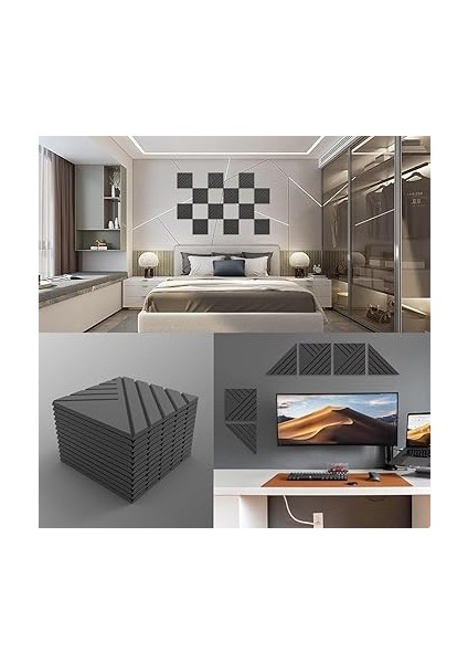 12'li Paket Duvarlar Için Kendinden Yapışkanlı Geçirmez Köpük Paneller, Ofis Için 12 x 12 x 0,4 Inç Akustik Paneller modelleri