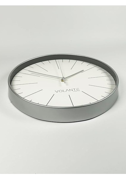 Modern Duvar Saatleri Noble Serisi 35 cm Ø Gerçek Cam Ev/ofis/mutfak/sınıf/okul Sessiz & Akar (Gümüş) indirimleri