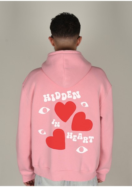 Heart Baskılı Kapüşonlu Sweatshirt