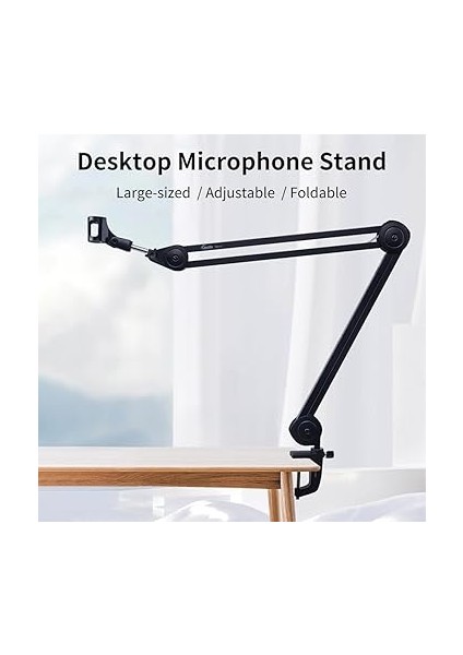 Gms-03 Masaüstü Mikrofon Standı Damik/kapasitör Mikrofon Iç Büyük Boyutlu Ayarlanabil Katlanabil Kol Standı Darbeye Dayanıklı Tutuculu Ağır Hizmet Mikrofon Kol Braketi Stüdyo Ka indirimleri