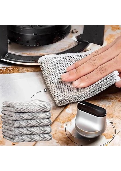 5’li Çizilmez Tel Bulaşık Bezi – Islak ve Kuru Kullanıma Uygun, Çok Amaçlı Temizlik Bezi – Tencere, Tava, Tezgah ve Yağlı Yüzeyler Için