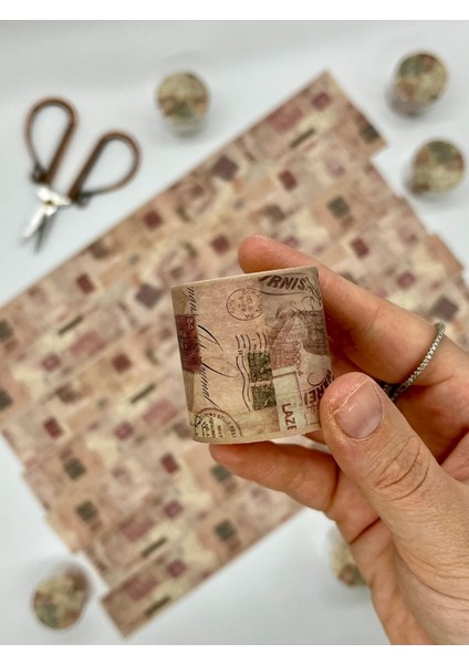 Vintage Sepia Postage Archive Washi Bant 2m*4cm/sepya Kartpostal&pul Desenli Dekoratif Bant/washi Tape/masking Tape