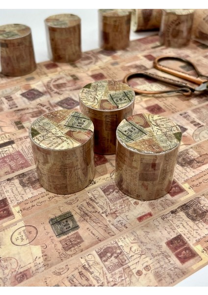 Vintage Sepia Postage Archive Washi Bant 2m*4cm/sepya Kartpostal&pul Desenli Dekoratif Bant/washi Tape/masking Tape fiyatları