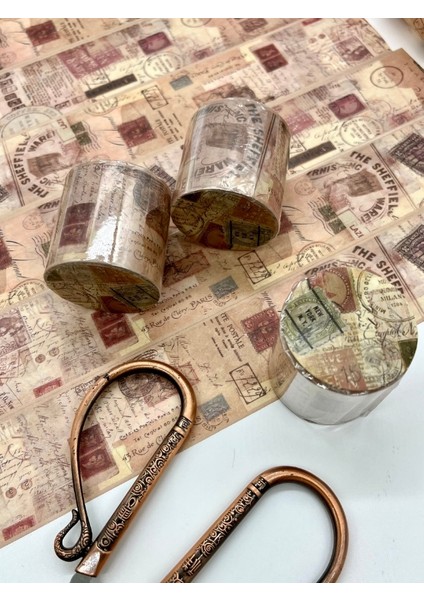 Vintage Sepia Postage Archive Washi Bant 2m*4cm/sepya Kartpostal&pul Desenli Dekoratif Bant/washi Tape/masking Tape modelleri