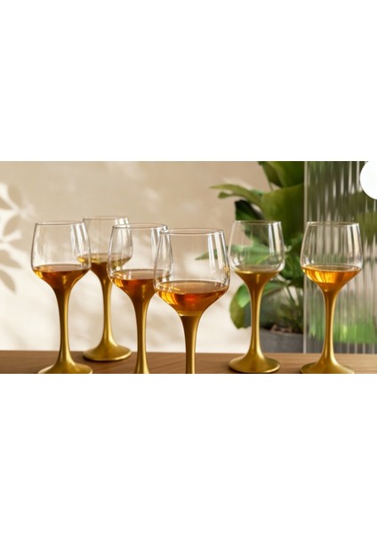 Gold Ayaklı Cam Su & Meşrubat Kadehi Seti – 6’lı Lüks Servis Bardakları modelleri