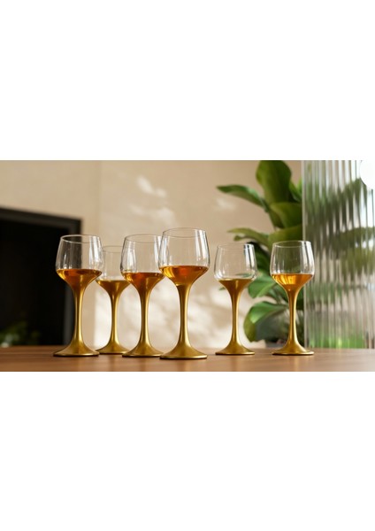 Gold Ayaklı Cam Su & Meşrubat Kadehi Seti – 6’lı Lüks Servis Bardakları fırsatları