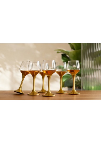 Gold Ayaklı Cam Su & Meşrubat Kadehi Seti – 6’lı Lüks Servis Bardakları indirimleri