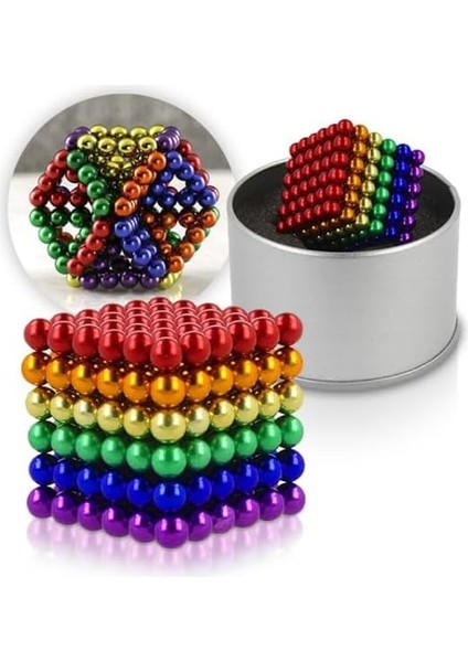 6 Farklı Karışık Altı Renkli Sihirli Manyetik Toplar Mıknatıs 216 Adet 5 mm