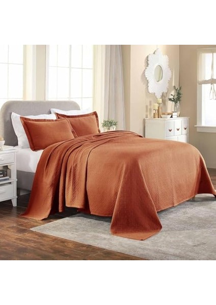 MATELASSE%100 Pamuk Sepet Dokuma 3 Parça Yatak Örtüsü Seti -, Mandarin fiyatları